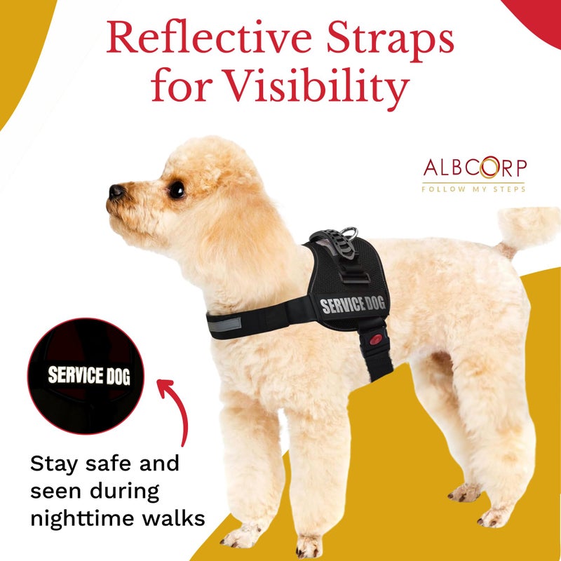ALBCORP Service Dog Vest Harness â€“ Reflective, No-Pull Harness with Handle & Comfy Mesh Padding â€“ Sizes XXS-XL for Puppies, Small & Large Dogs â€“ 2 Removable Service Patches Included(Small, Green Camo) - Image 5